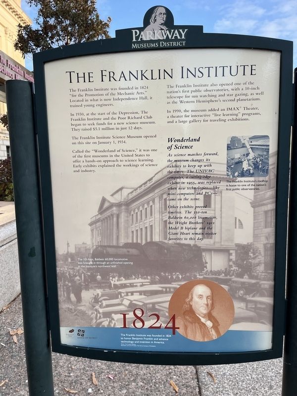 The Franklin Institute Marker image. Click for full size.