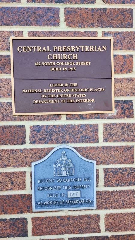 National Register of Historic Places Marker - Central Presbyterian Church image. Click for full size.