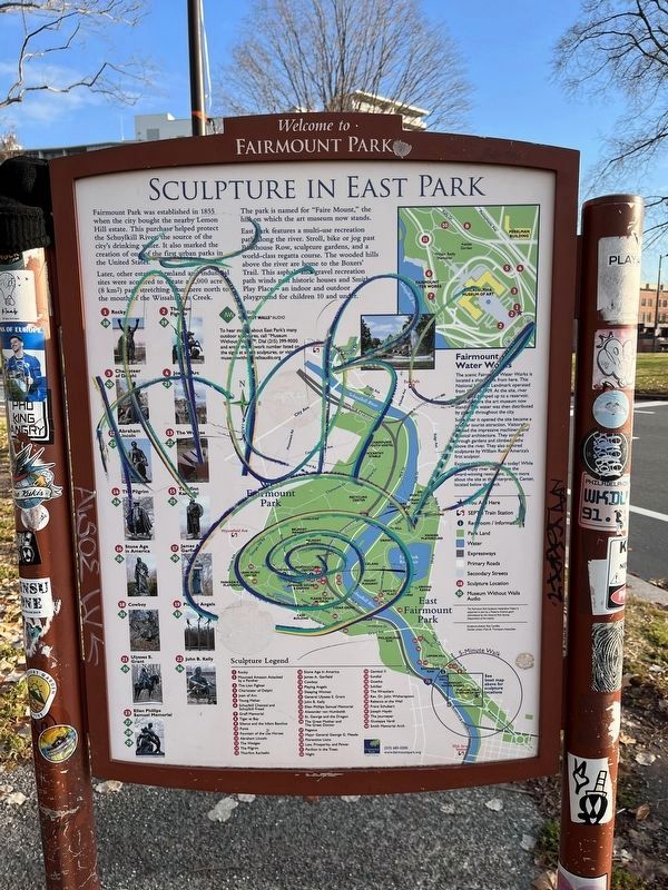 Sculpture in East Park side of the marker. Click for full size. Sculpture in East Park side of the marker image. Click for full size.