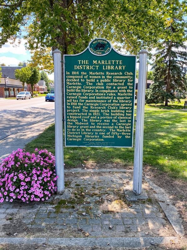 The Marlette District Library Marker image. Click for full size.