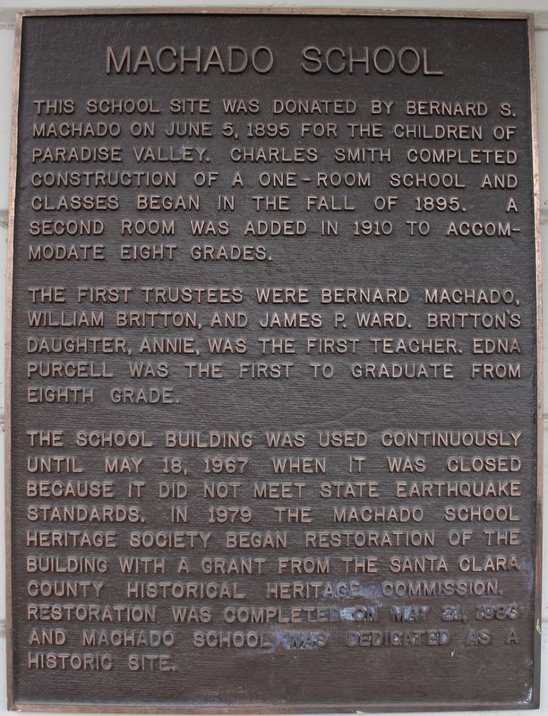 Machado School Marker. Click for full size. Machado School Marker image. Click for full size.