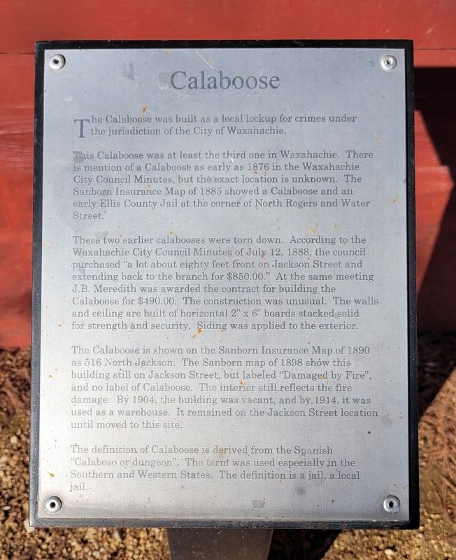 Calaboose Marker. Click for full size. Calaboose Marker image. Click for full size.