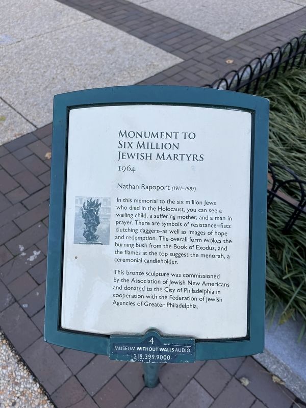 Monument to Six Million Jewish Martyrs Marker. Click for full size. Monument to Six Million Jewish Martyrs Marker image. Click for full size.