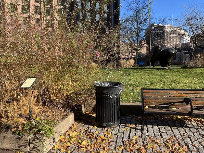Three-Way Piece Number 1: Points Marker with the sculpture visible in the background. Click for full size. Three-Way Piece Number 1: Points Marker with the sculpture visible in the background image. Click for full size.