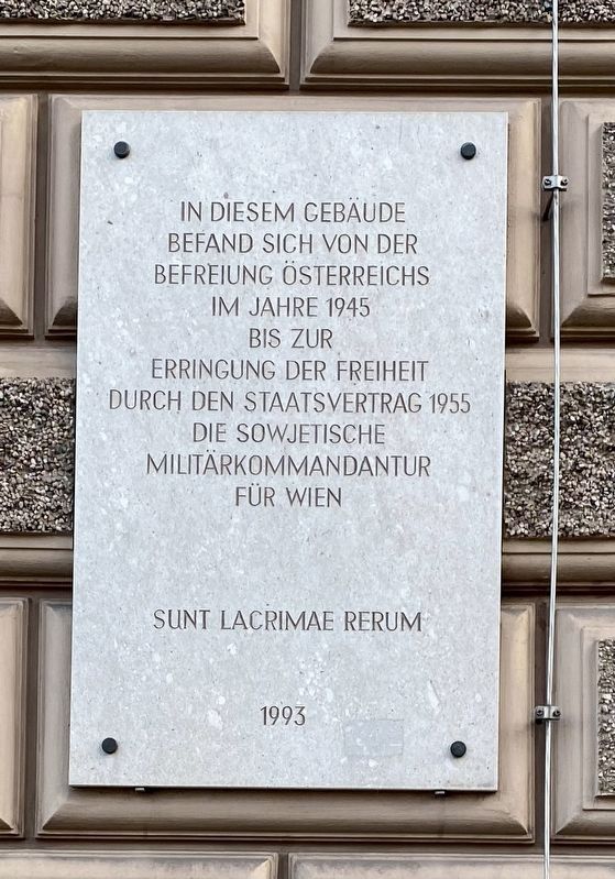 Die Sowjetische Milit�rkommandtur f�r Wien / Former Soviet Military Headquarters Marker image. Click for full size.