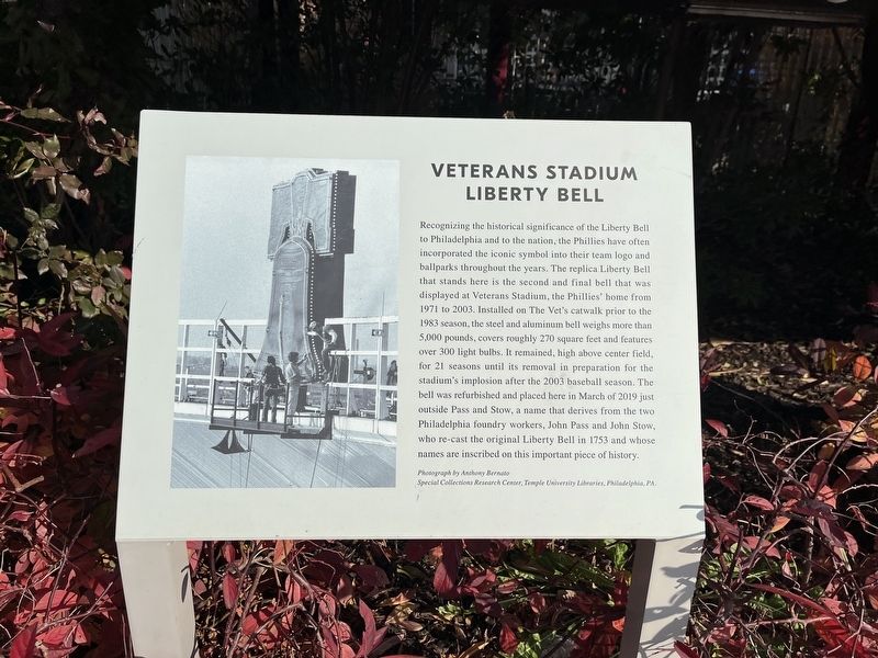 Veterans Stadium Liberty Bell Marker image. Click for full size.