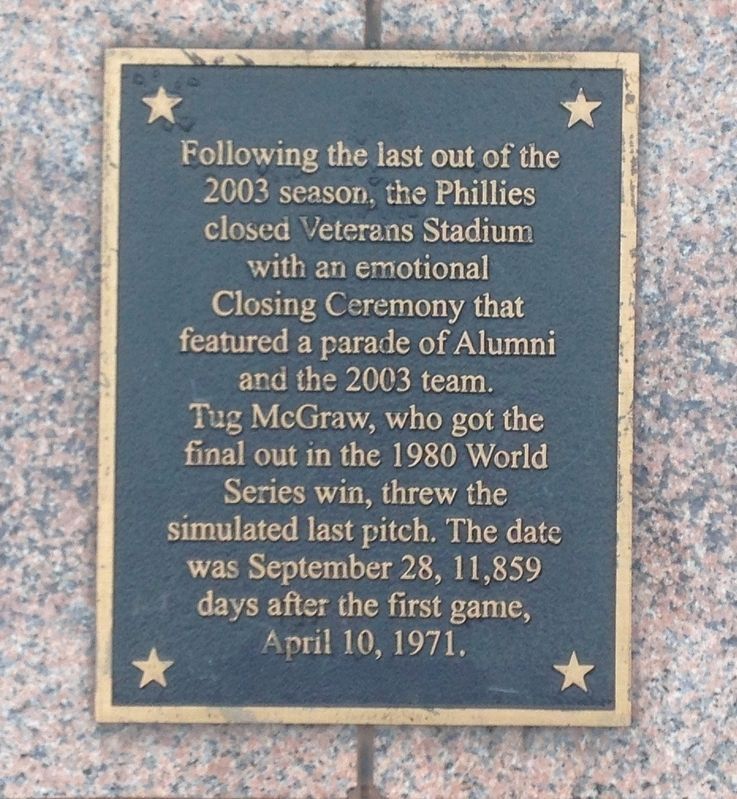Following the last out of the 2003 season� Marker image. Click for full size.