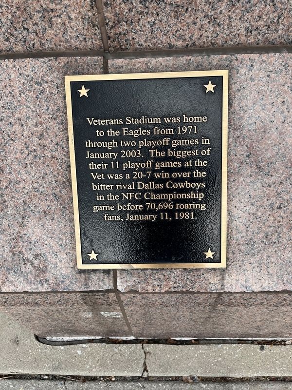 Veterans Stadium was home to the Eagles Marker image. Click for full size.