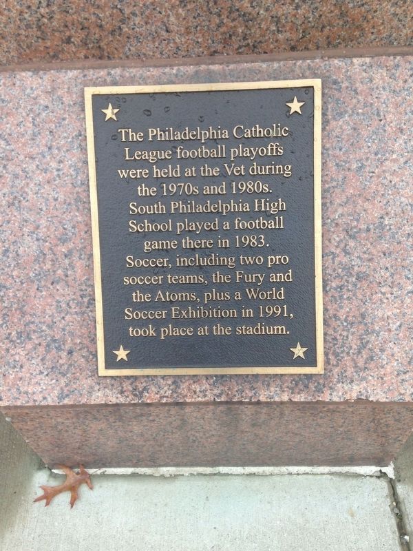 Veterans Stadium Sculptures Marker at Punter (1974). Click for full size. Veterans Stadium Sculptures Marker at Punter (1974) image. Click for full size.
