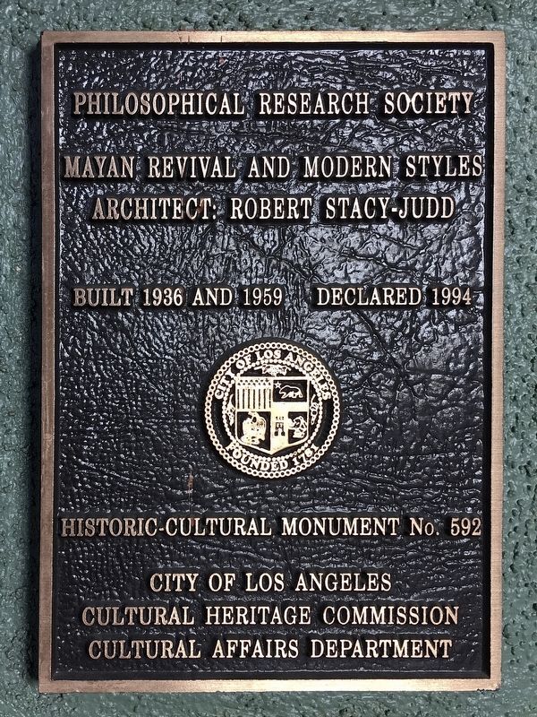 Philosophical Research Society Marker image. Click for full size.