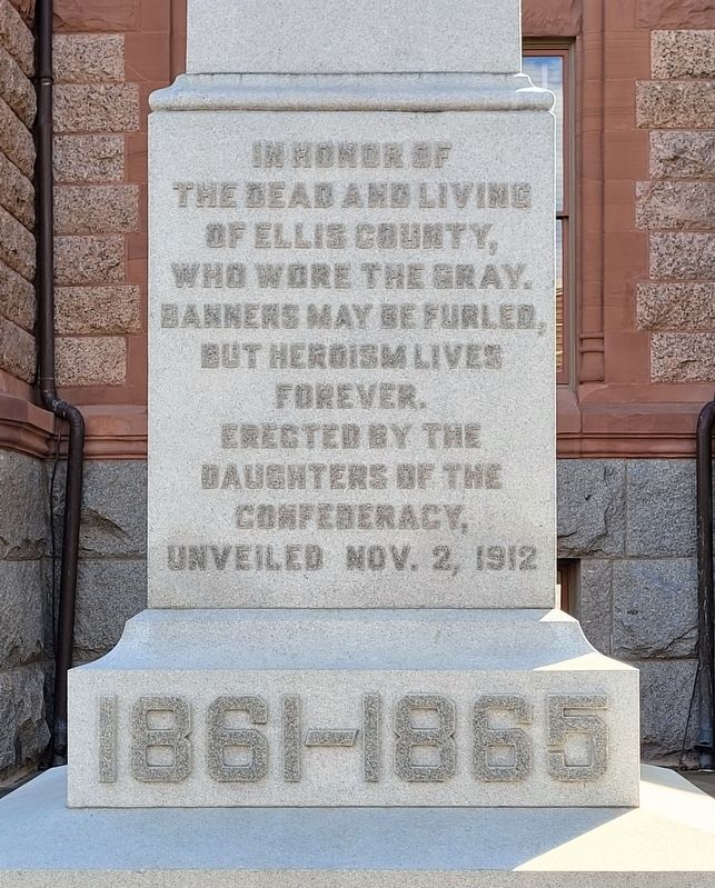 Ellis County Confederate War Memorial. Click for full size. Ellis County Confederate War Memorial image. Click for full size.