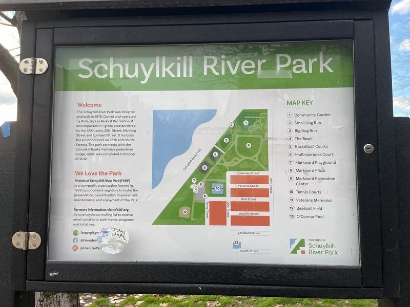 Schuylkill River Park Marker. Click for full size. Schuylkill River Park Marker image. Click for full size.