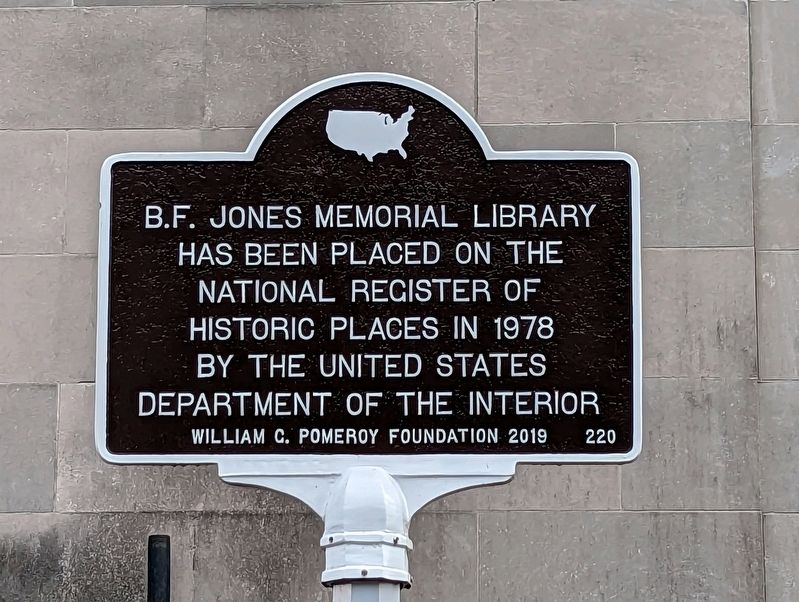 B.F. Jones Memorial Library Marker image. Click for full size.