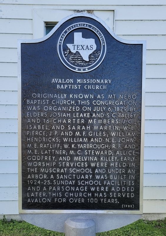 Avalon Missionary Baptist Church Marker image. Click for full size.