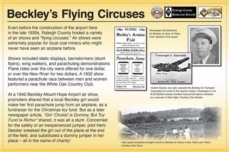 Beckley's Flying Circuses Marker. Click for full size. Beckley's Flying Circuses Marker image. Click for full size.