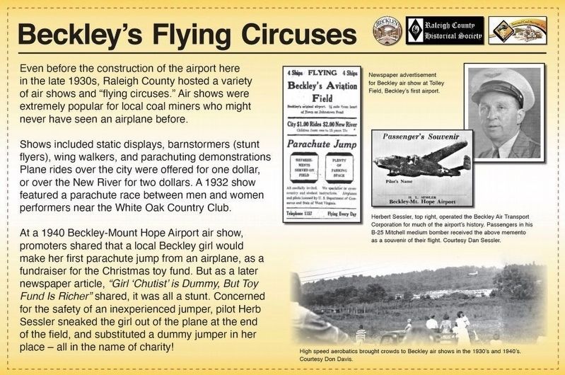 Beckley's Flying Circuses Marker image. Click for full size.