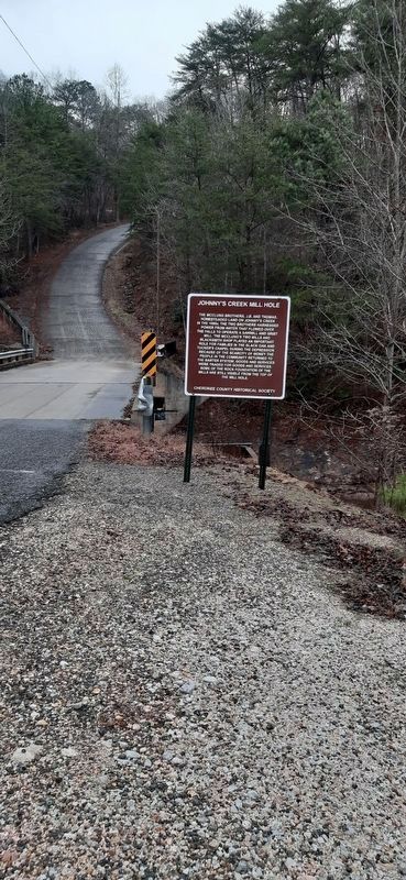 Johnny's Creek Mill Hole Marker. Click for full size. Johnny's Creek Mill Hole Marker image. Click for full size.