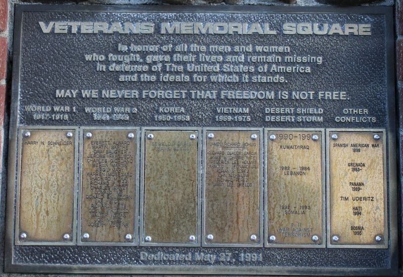 Veterans Memorial Square Marker image. Click for full size.