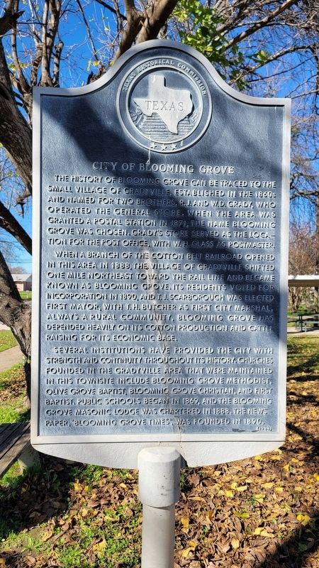 City of Blooming Grove Marker image. Click for full size.
