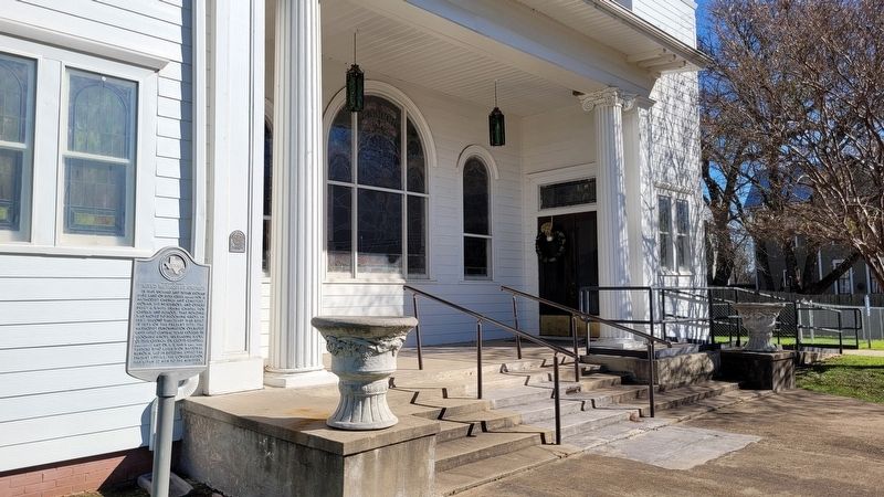The front entrance to the Blooming Grove United Methodist Church with Marker image. Click for full size.