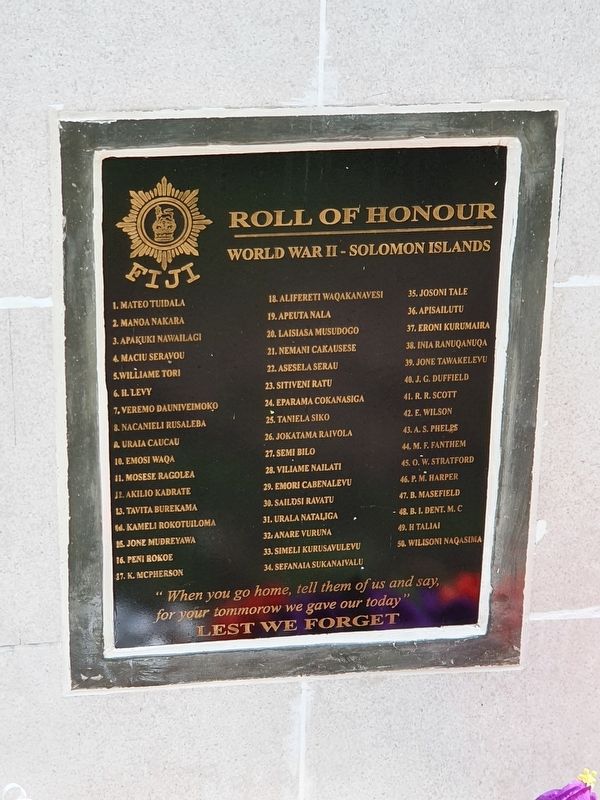 Fiji Roll of Honour Marker. Click for full size. Fiji Roll of Honour Marker image. Click for full size.
