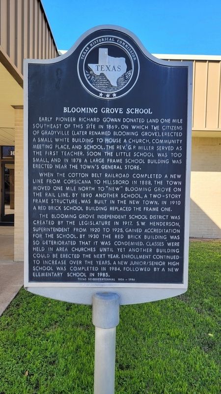 Blooming Grove School Marker image. Click for full size.