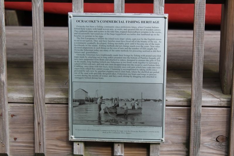 Ocracokes Commercial Fishing Heritage Marker image. Click for full size.