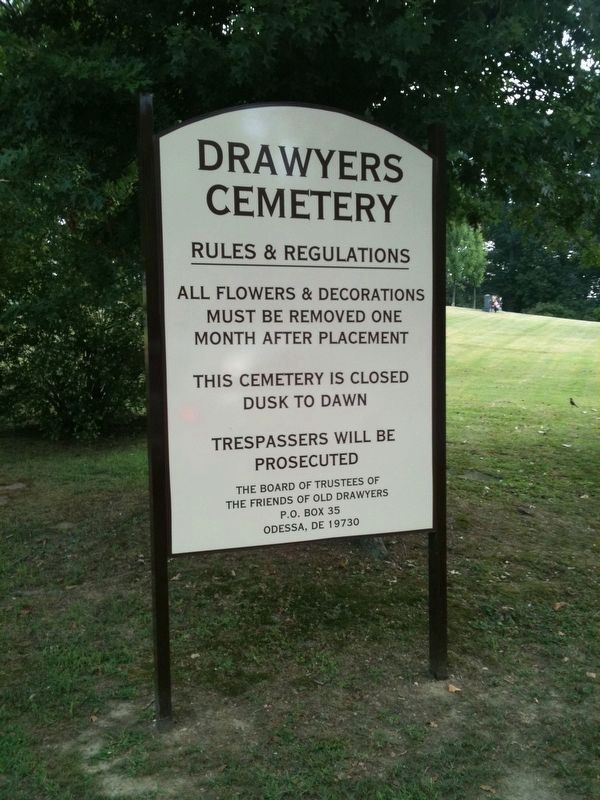 Old Drawyers Presbyterian Church Cemetery Sign image. Click for full size.