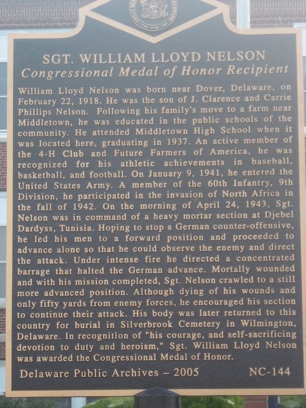 Sgt. William Lloyd Nelson Marker image. Click for full size.