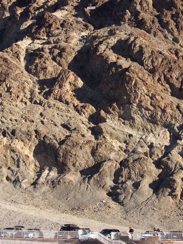 �Sea Level� sign, high on the cliff image. Click for full size.