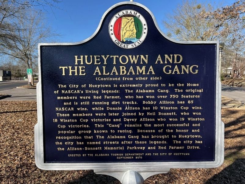 Hueytown and the Alabama Gang Marker Reverse image. Click for full size.