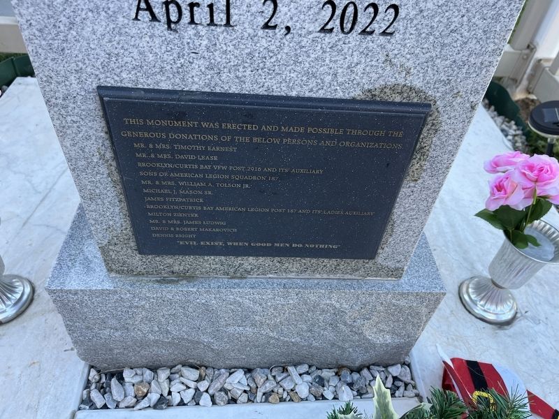 Donor plaque at the bottom of the memorial image. Click for full size.