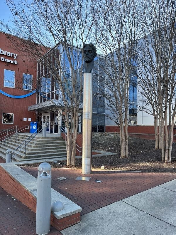 Frank Zappa Bust in front of the Library in Highlandtown image. Click for full size.