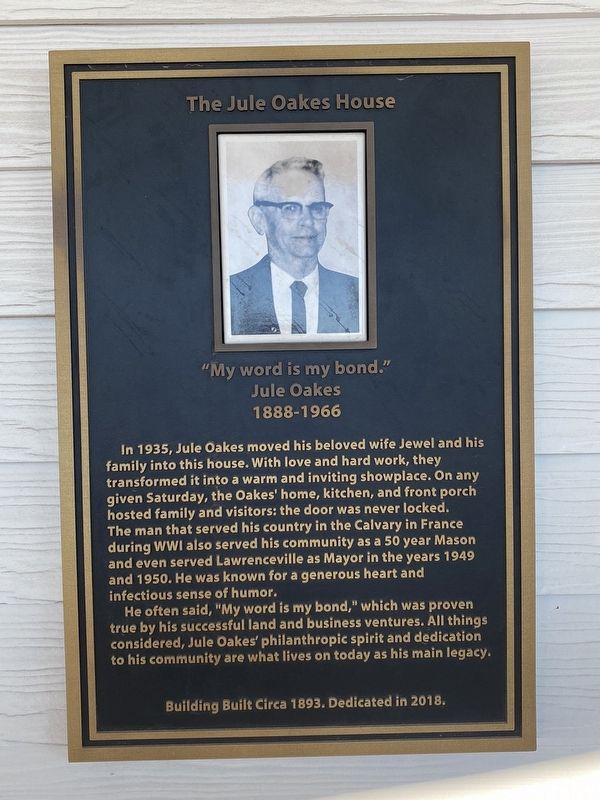 The Jule Oakes House Marker. Click for full size. The Jule Oakes House Marker image. Click for full size.