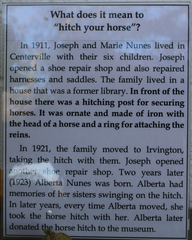 What does it mean to "hitch your horse"? Marker image. Click for full size.