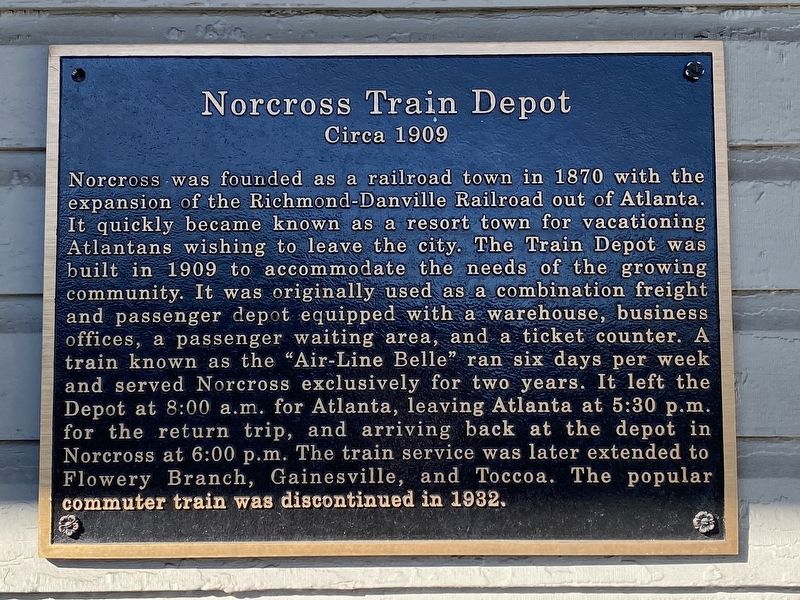 Norcross Train Depot Marker image. Click for full size.