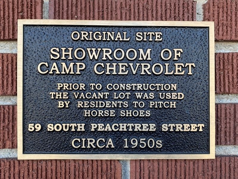 Original Site - Showroom of Camp Chevrolet Marker. Click for full size. Original Site - Showroom of Camp Chevrolet Marker image. Click for full size.