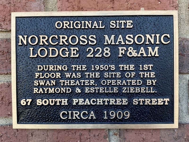 Original Site - Norcross Masonic Lodge 228 F&AM Marker. Click for full size. Original Site - Norcross Masonic Lodge 228 F&AM Marker image. Click for full size.