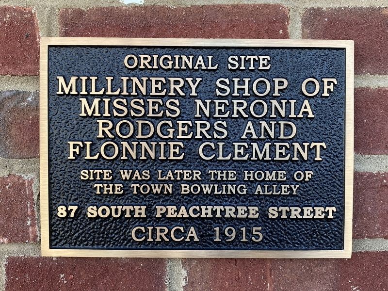 Original Site - Millinery Shop of Misses Neronia Rodgers and Flonnie Clement Marker image. Click for full size.