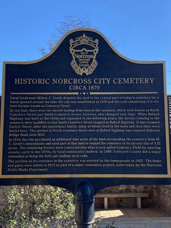 Historic Norcross City Cemetery Marker image. Click for full size.