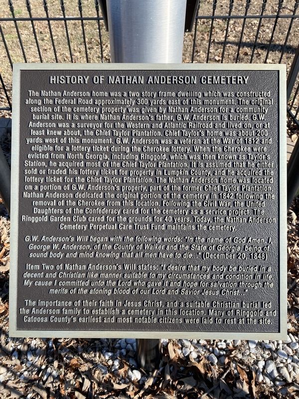 History of Nathan Anderson Cemetery Marker image. Click for full size.