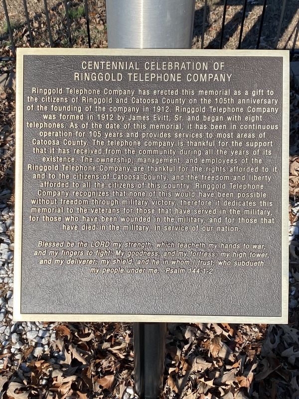 Centennial Celebration of Ringgold Telephone Company Marker image. Click for full size.
