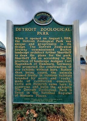 Detroit Zoological Park Marker image. Click for full size.