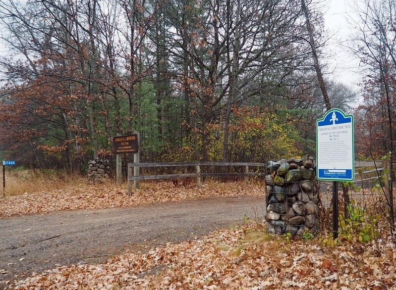 Marker at the entrance to Charles A. Lindbergh State Park's Little Elk/Schoessling Unit image. Click for full size.