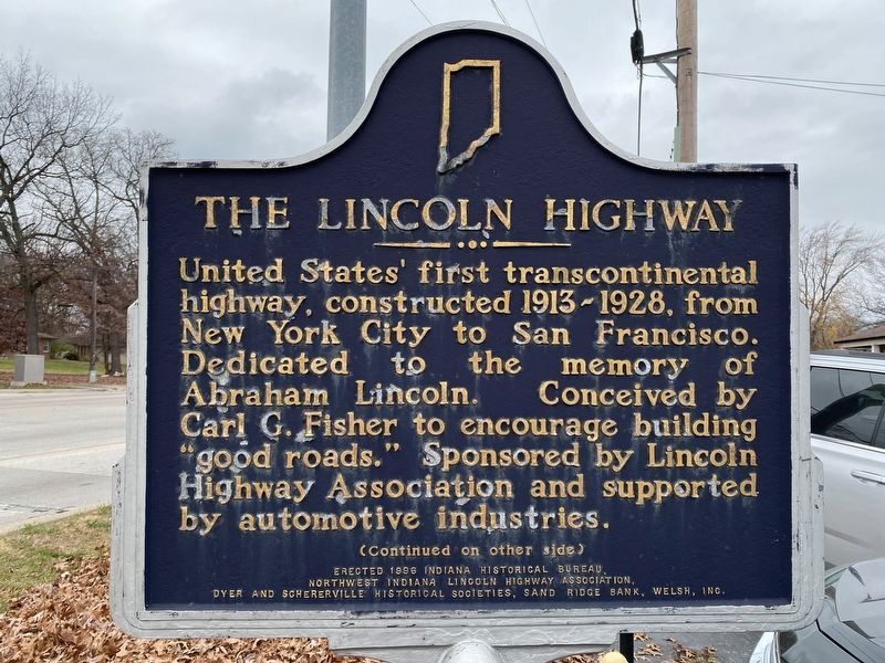 The Lincoln Highway side of the marker. Click for full size. The Lincoln Highway side of the marker image. Click for full size.