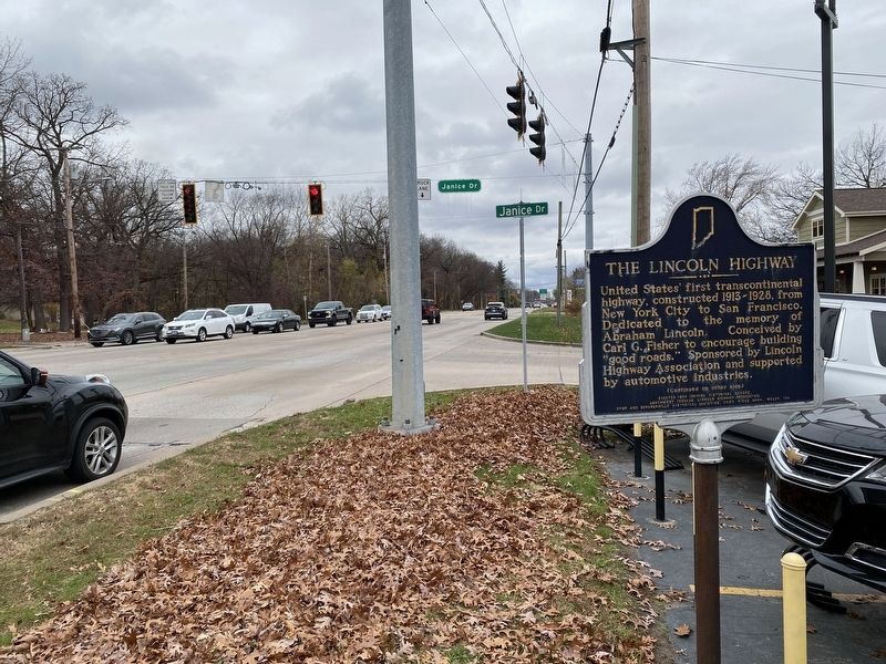 Marker on southeast corner of US-30 and Janice Drive image. Click for full size.