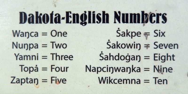 Marker detail: Dakota-English Numbers. Click for full size. Marker detail: Dakota-English Numbers image. Click for full size.