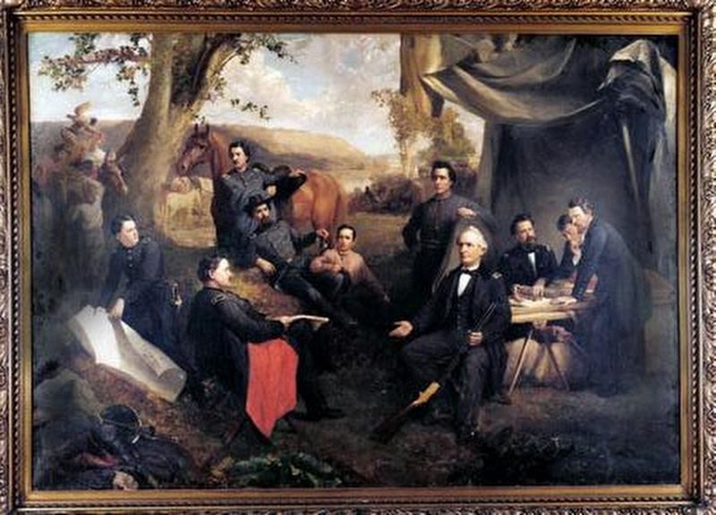 An oil painting by Charles T. Webber titled "The Fighting McCook's" done in 1871.. Click for full size. An oil painting by Charles T. Webber titled "The Fighting McCook's" done in 1871. image. Click for full size.
