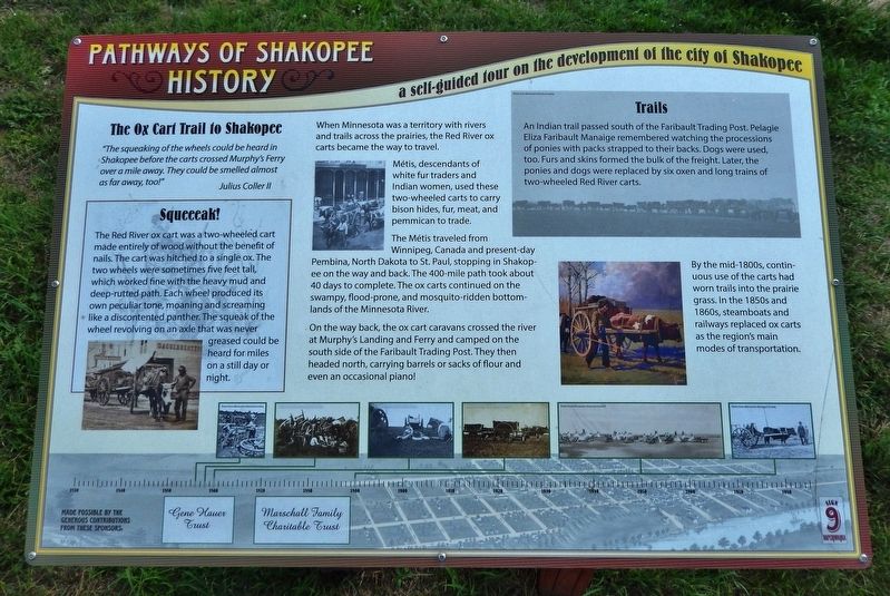 The Ox Cart Trail to Shakopee Marker image. Click for full size.