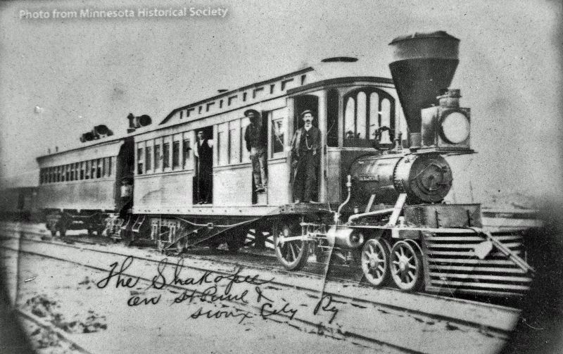 Marker detail: Early Rail Cars image. Click for full size.